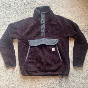 Carhartt Women's Sherpa Fleece Jacket - Dark Burgundy and Gray